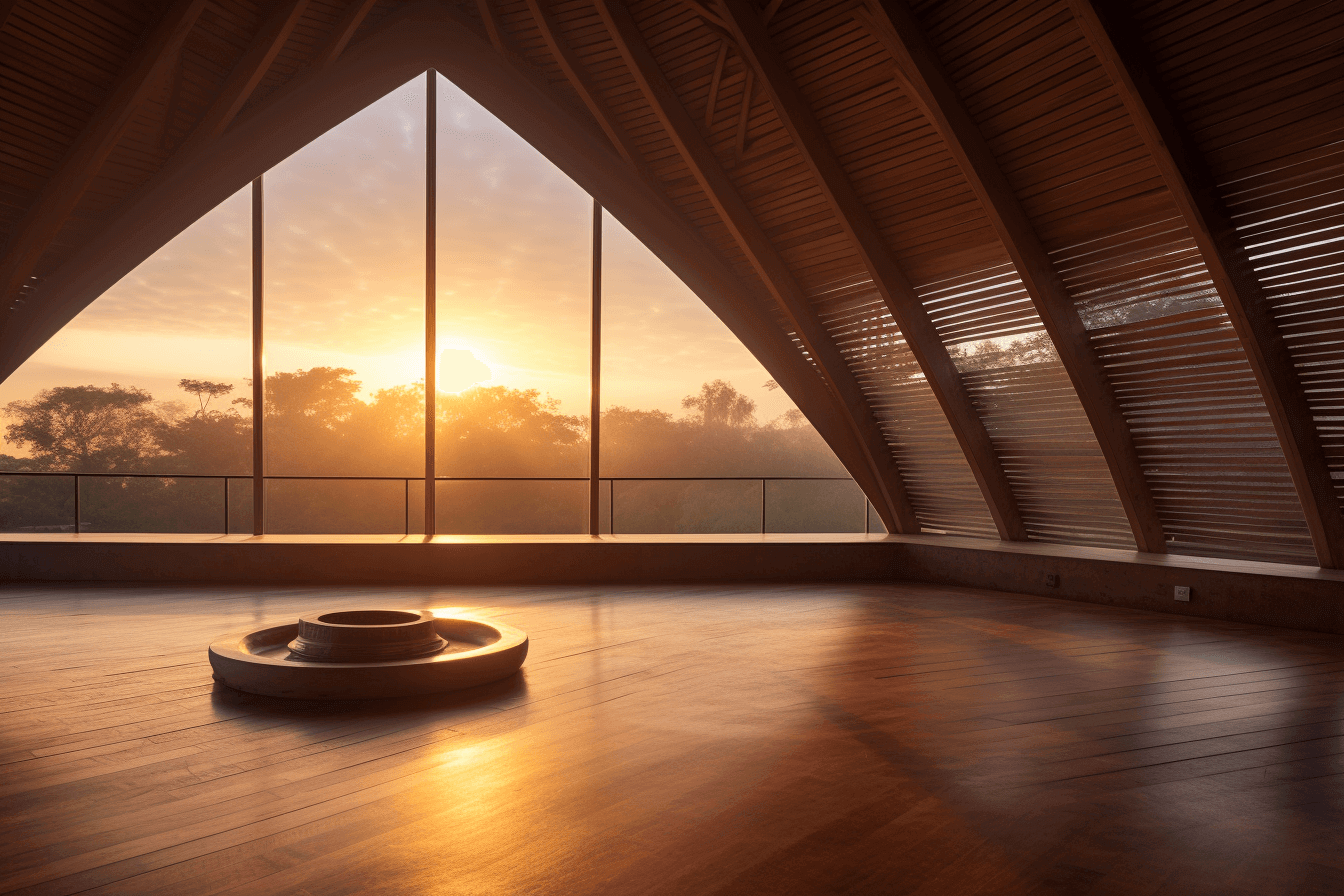 A room with a wooden floor and a large window.