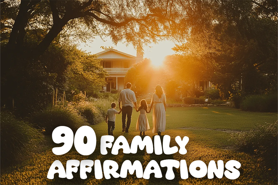  A family strolls together in a garden, enjoying the warm colors of sunset in the background.